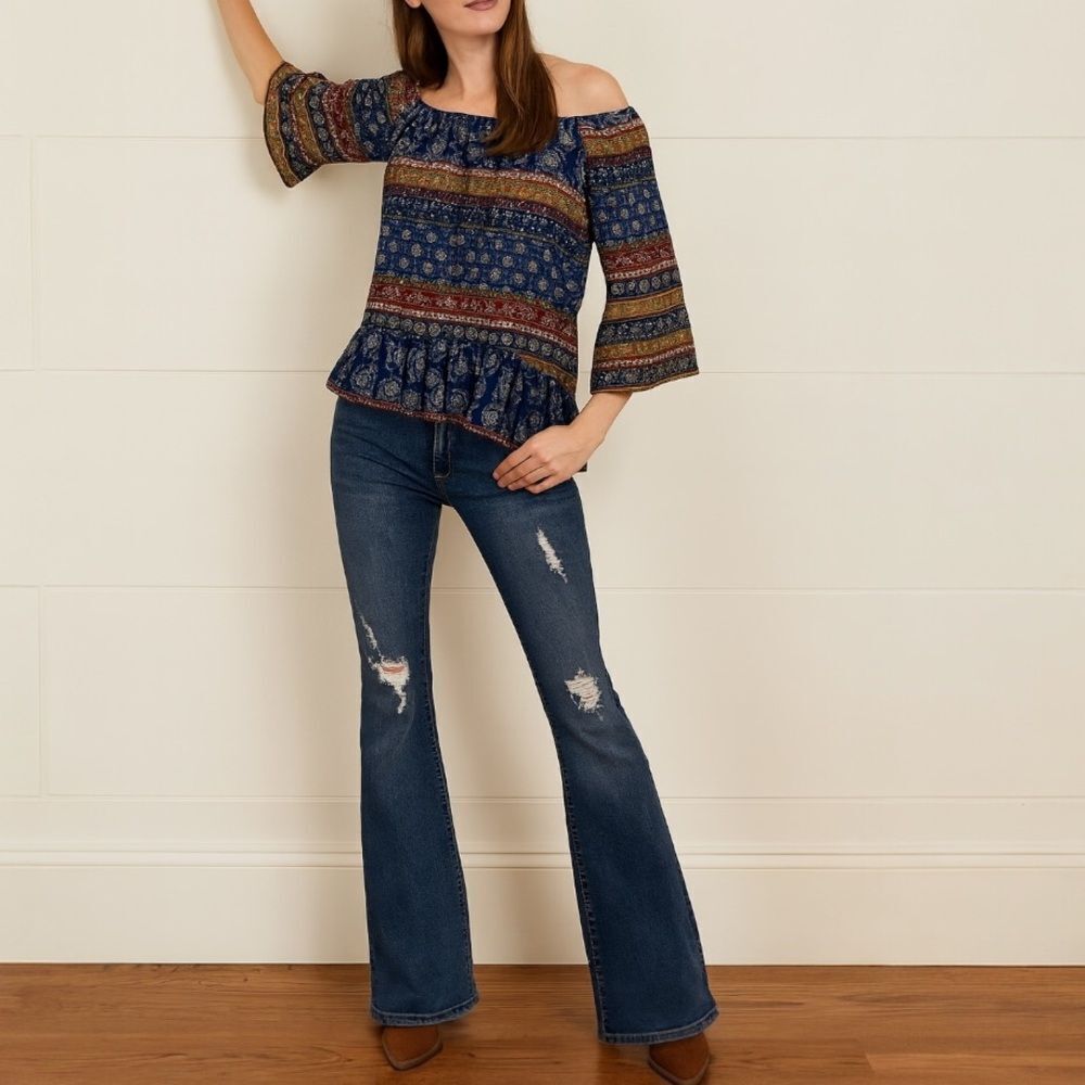 Vigoss Women’s Distressed Flare Jeans